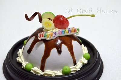 巧克力岩漿芋頭水果蛋糕~黏土 樹脂土 超輕土 手工 生日 禮物【Ot Craft House】