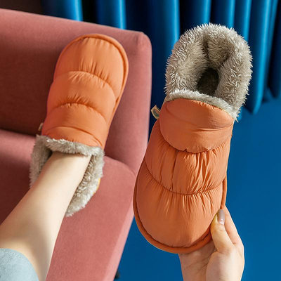 中筒靴 雪地靴女冬季2023新款一腳蹬中筒靴子防水羽絨布女士-水水時尚