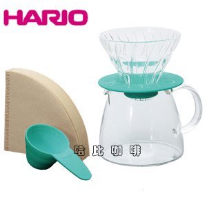 【豐原哈比店面經營】HARIO V60 01玻璃濾杯套組-薄荷綠1~2杯份 VGS-3512