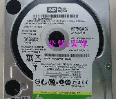 【登豐e倉庫】 Y621 綠標 WD7500AACS-00ZJB0 750G SATA3 硬碟