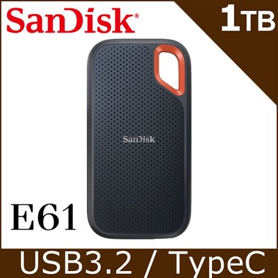 SanDisk 超高速讀/寫 USB 3.2 E61 Extreme Portable 1TB 行動固態硬碟 SSD