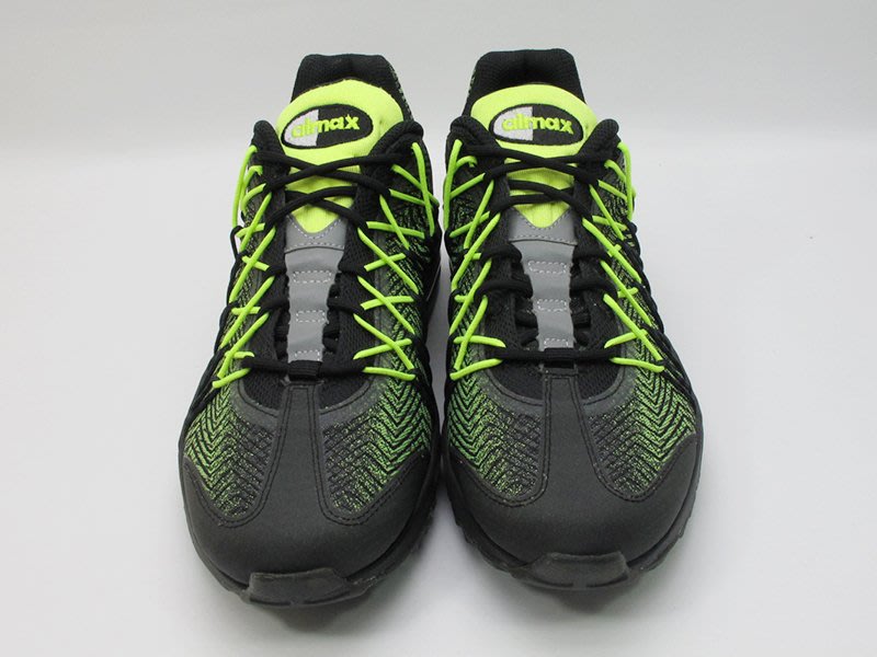 無鞋盒2015 NIKE AIR MAX 95 ULTRA JCRD 黑螢光綠輕量化慢跑鞋749771