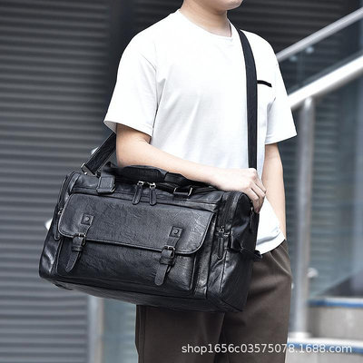 男士手提包大容量旅行袋商務出差單肩斜挎包韓版多功能行李包潮流