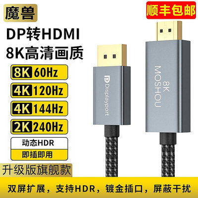 魔獸DP 1.4轉HDMI 2.1版電腦接電視高清線 4K 120Hz 144/8K 60Hz