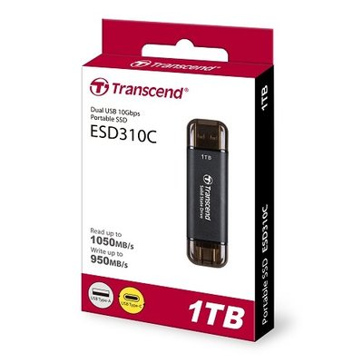 【台中自取】全新 創見 TS1TESD310C ESD310C 黑色行動固態硬碟SSD 1TB USB 10Gbps/雙接頭設計/5年保固