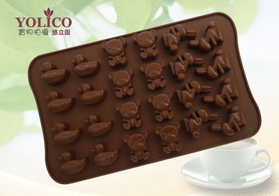 【悠立固】Y736 24連 鴨子 熊 兔子矽膠模 巧克力模 蛋糕模 手工皂模 烘焙工具 冰盒冰塊 軟糖模 翻糖模 食品級