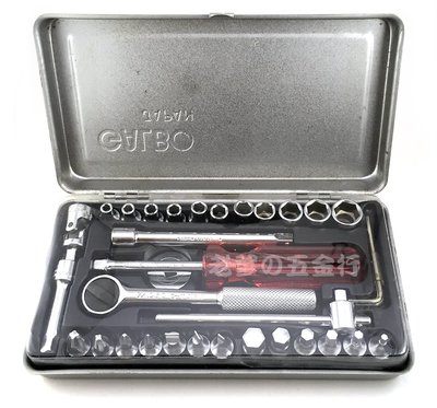56工具箱 ❯❯ 日本製 GALBO 1/4" 6.5mm 二分 2分 Cr-V 鉻釩鋼 34件組 套筒起子扳手組