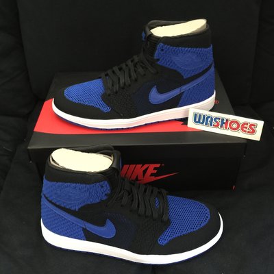 Washoes Nike Air Jordan 1 HI Flyknit Royal 黑藍 編織 919704-005