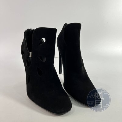 BRAND楓月 BOTTEGA VENETA BV 黑色 麂皮 洞洞 高跟鞋 靴子 女鞋 #38