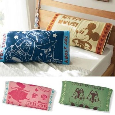 鼎飛臻坊 Disney 米奇 玩具總動員 愛麗絲 奇奇&amp;蒂蒂 毛巾布 枕頭套 小熊維尼 全5款 日本正版