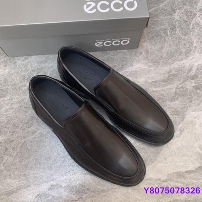 ECCO愛步 商務正裝皮鞋 百搭英倫休閒鞋 柔軟舒適 黑色