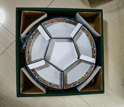 日本原裝原盒 美濃燒 旋轉拼盤 超大陶瓷多格干果盤 零食點心