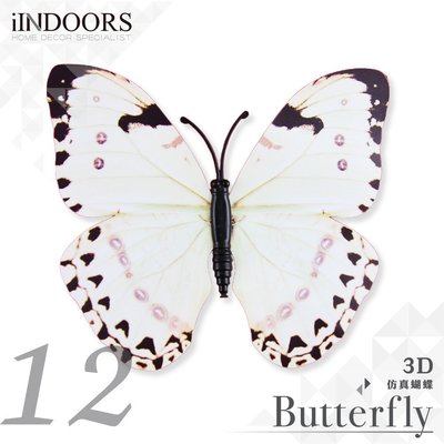 英倫家居 3D仿真蝴蝶 繽紛白色12入 壁貼 室內設計 婚禮婚宴 展覽裝飾布置 創意小物 飾品 裝飾 Butterfly