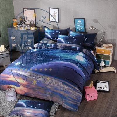 星球宇宙學生三件套床上用品夢幻星空床單四件套被套1.5m床包床笠.399
