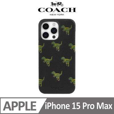 【COACH】iPhone 15ProMax 真皮手機殼 小恐龍