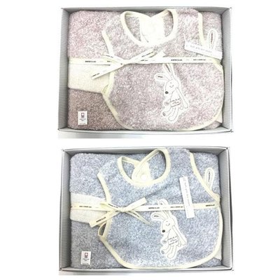 FZB 004 預購 KONTEX 日本製 彌月禮盒 刺繡兔 大毛巾 約60×118cm 圍兜