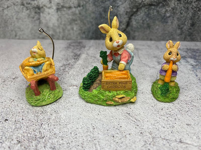 賀曼復活節兔子三件套玩具擺件禮物ob11娃屋裝飾