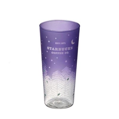 韓國星巴克杯子2021紫色野營星空森林玻璃杯喝水杯子ins473ml
