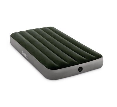 intex64107綠色單人植絨線拉空氣床 氣墊床 加厚充氣床野營床