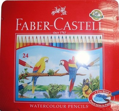 【優力文具】Faber-Castell輝柏 水性色鉛筆紅色精緻鐵盒裝24色組(115925)