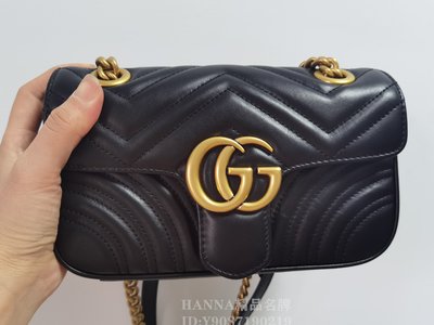 HANNA精品古馳 Gucci GG Marmont系列絎縫迷你手袋 446744 翻蓋包 22cm 現貨實拍