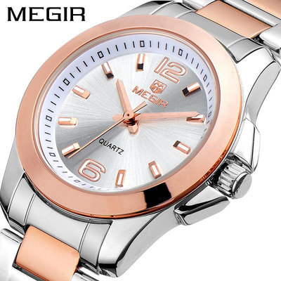 手錶男 廠家批發美格爾MEGIR手錶情侶石英錶鋼帶防水時尚休閑手錶5006L