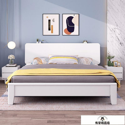 【熱賣精選】北歐實木床現代簡約日式白色單雙人床架經濟型主臥室高箱儲物婚床