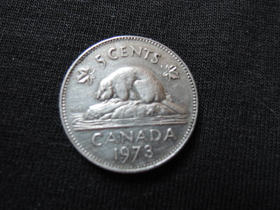 1973年加拿大 女皇 5C絕版錢硬幣-直徑21mm【品項如圖】@356