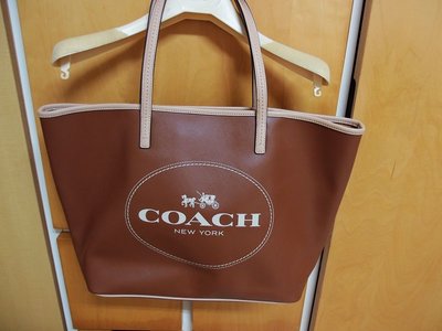 coach 馬車logo咖啡色托特包 購物包tote