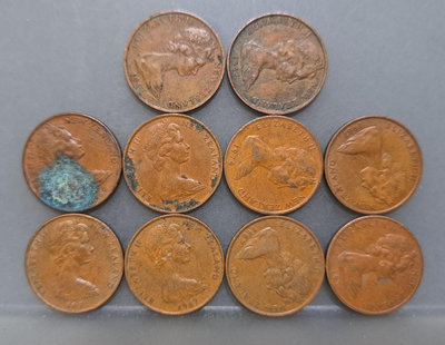 幣515 紐西蘭1967.69.71.73.74年2分硬幣 共10枚