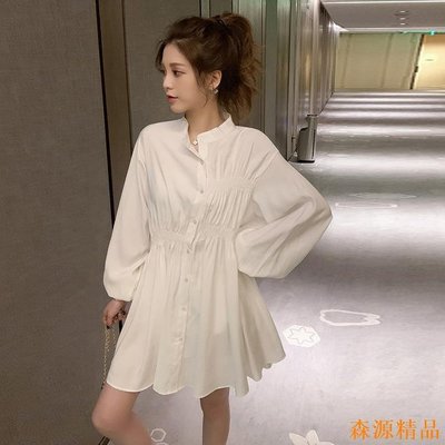 糖果小屋[秒殺] 批發 新款韓版白色襯衫洋裝女學生小眾設計感法式超仙