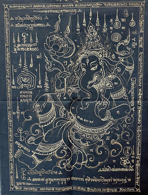 泰可可泰國佛牌真品象神符布智慧之神藝術之神師傅親手繪制擺件-木初伽野