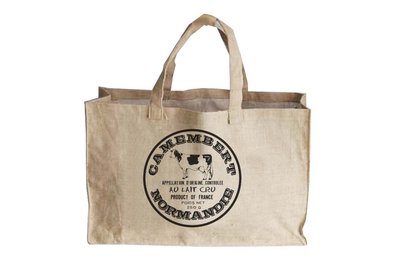 【Qmoment】Fillintheblank法式方型麻織購物袋 L / CAMEMBERT亞麻 環保袋 法式鄉村風