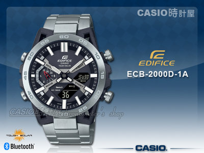 CASIO 時計屋 EDIFICE ECB-2000D-1A 雙顯男錶 碳纖維 藍牙 太陽能 防水 ECB-2000