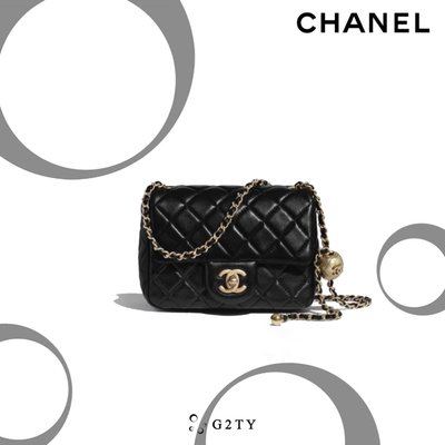 [G2TY] Chanel Mini Flap Bag 方胖 黑金 羊皮 金球 方胖子 口蓋 方盒子 CC 香奈兒 正品