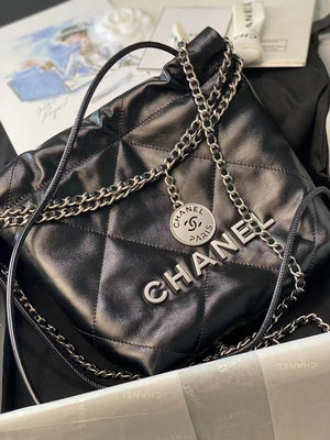 Chanel 香奈兒包包 22垃圾袋mini黑色銀扣