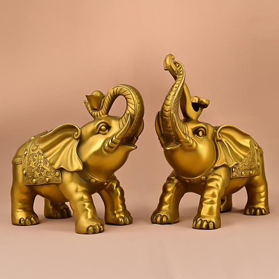 玖玖銅大象擺件純銅元寶如意象吸水象家居辦公室桌面禮品大號吉祥福象