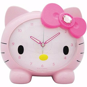 Hello Kitty凱蒂貓/可愛臉蛋頭型/LED夜光音樂鬧鐘/JM-E890KT-P(甜美粉)