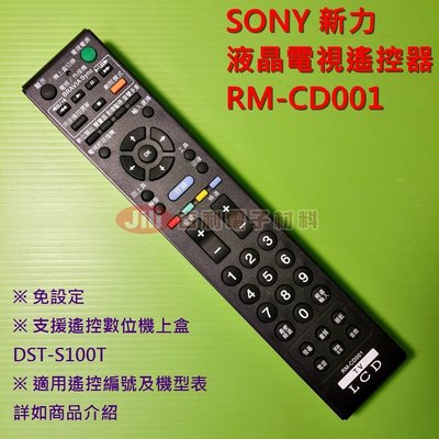 SONY新力 液晶電視遙控器 RM-CD001 / RM-CA006 (原廠模，可選用) 支援DST-S100T