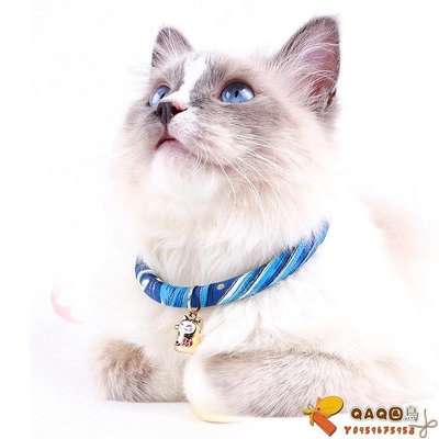 日式和風寵物貓咪項圈柔軟棉繩編織裝飾招財貓鈴鐺公主脖圈可調節.