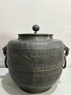 （二手）-日本中古回流銅茶釜 水指 茶罐 老物件 擺件 古玩【靜心隨緣】1933