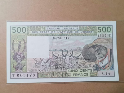 【二手】 全新UNC， 西非多哥(字母T) 1985年 500法郎830 錢幣 紙幣 硬幣【奇摩收藏】