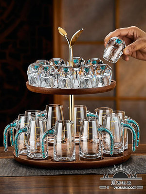 輕奢高檔鉆石金箔水晶白酒杯家用烈小號一口酒杯二兩分器禮盒裝.