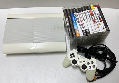 Sony PlayStation 3 PS3 250GB 白色主機（CECH-4007B)、原廠無線手把*1、遊戲*12