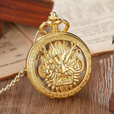 男士手錶 新品熱賣麒麟翻蓋半自動機械復古羅馬數字字面懷錶 一件代發