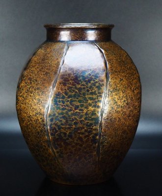 [茶太初] 日本 玉川堂 古色錘肌 銅花瓶