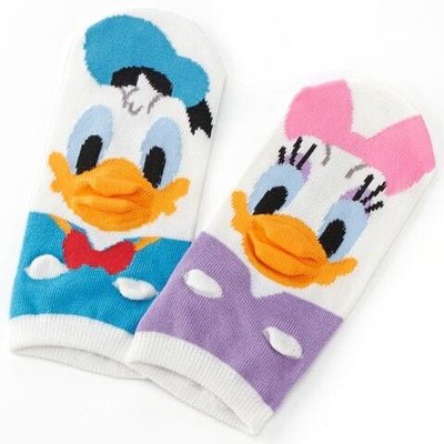 *現貨*日本Disney 迪士尼 唐老鴨 黛西 左右腳 不對稱 成人 女性 短襪 女襪 襪子 23-25cm