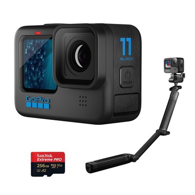 富豪相機 GOPRO HERO11運動攝影機+256G 4K高速記憶卡+3-way 三向支架~公司貨
