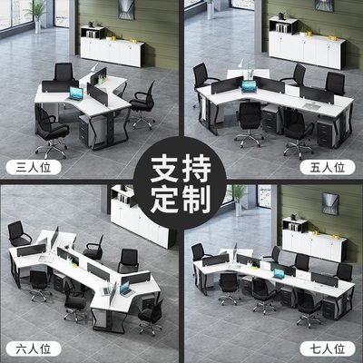 職員辦公桌椅組合3/5/6/8人位簡約現代屏風辦公家具員工辦工作桌橙子