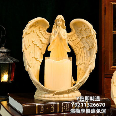 燭台歐式天使蠟燭台擺件led電子復古法式小燭台創意客廳餐桌面裝飾品燭臺